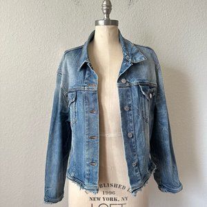 ACNE STUDIOS Womens Tram Frayed Denim Jacket Distressed